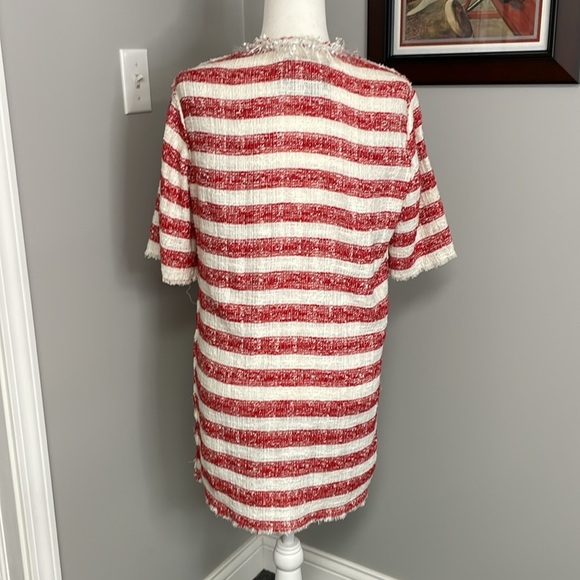 D&G Dolce Gabbana Red White Strip Tweed Evening Jacket Short Sleeve Sparkle - Picture 6 of 10